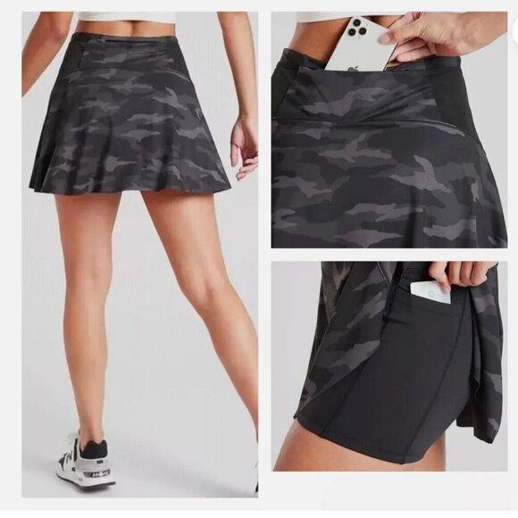 Athleta Pants - NWOT Athleta Match Point Skirt Skort 13.5” Black Camouflage Camo XL 531326